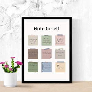 Office Wall Art Prints, Notes To Self Motivational Quotes Print, Inspirational Artwork, Motivation Printable Art, Mental Health Poster