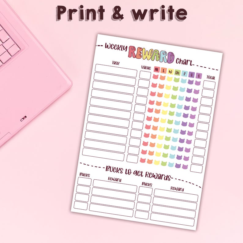 Earn Money Chore Chart for Kids • Editable Weekly Allowance Chart ...