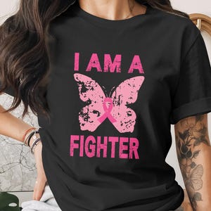 I Am A Fighter SVG PNG | Breast Cancer Awareness Png | Pink Ribbon Sublimation Design | Cancer Support Shirt | Digital Download |