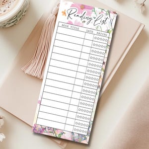Summer Floral Reading List Printable | Reading Journal & Log | Printable Bookmarks | Reading Challenge Log