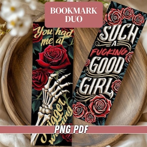 Spicy Bookmark PNG Bundle | Smut Bookmark | Printable Bookmarks | Spicy Reader Gift | Digital Download | Good Girl Bookmark For Women