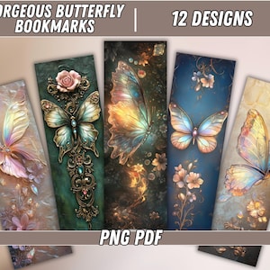 Holographic Butterfly Bookmark PNG | Fantasy Bookmarks | Cute Printable Bookmarks | Book Lover Gift | Digital Download