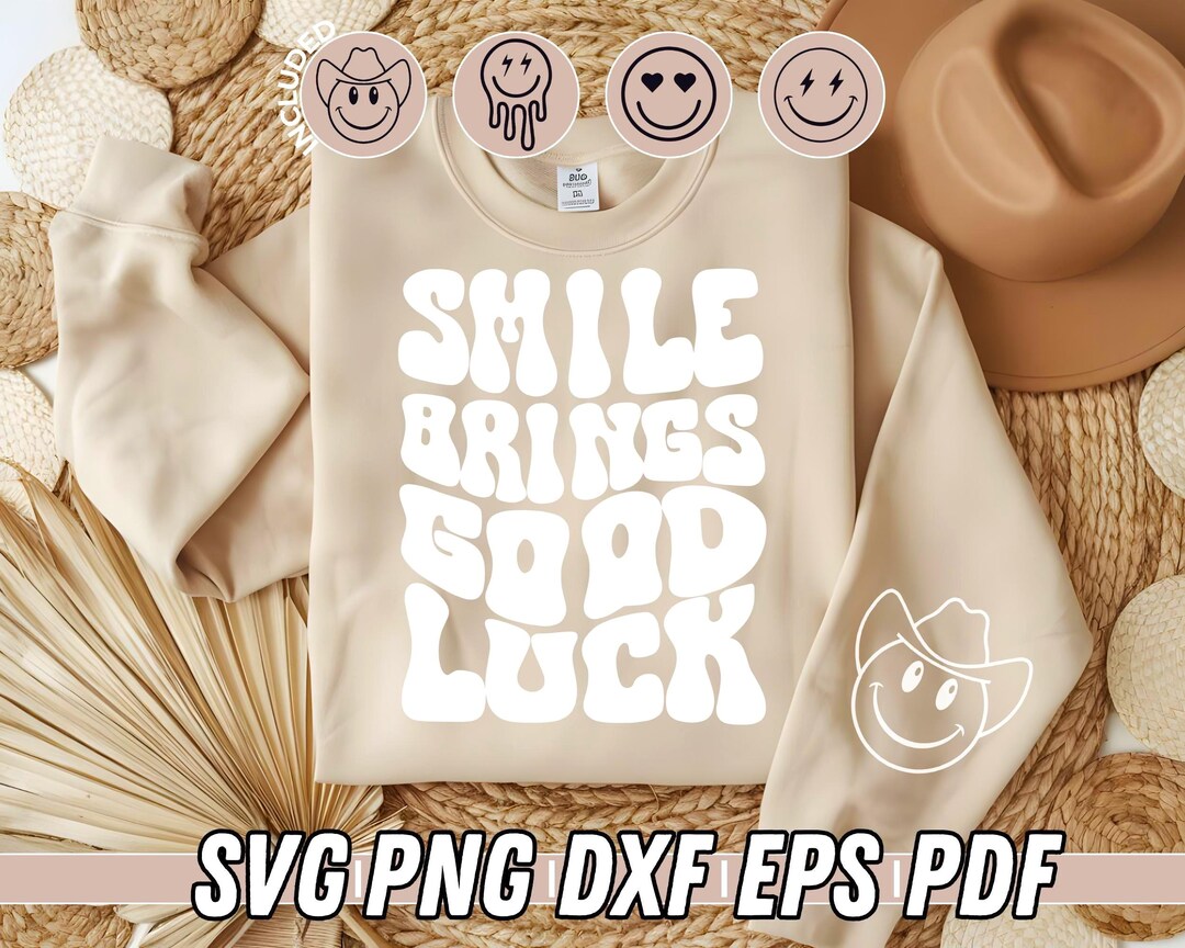 Smiley Face SVG Bundle | Retro Smile SVG | Positive Quote | Drippy ...