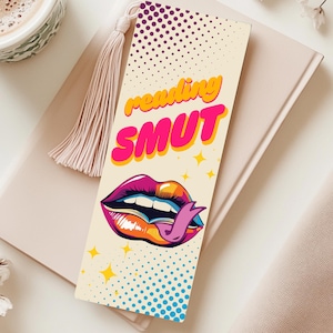 Pop Art Smut Bookmark PNG & Printable PDF | Spicy Book Lover Gift | Romance Bookish Merch | Reading Smut Funny Bookmark Digital Download