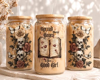 Dark Romance Readers Glass Can Wrap PNG | 16oz Libbey Glass Sublimation | Smut Digital Download | Spicy Book Lover Gift | Sipper Glass PNG