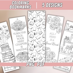 Coloring Bookmarks Printable PDF | Motivational Book Lover Bookmarks | Reading Coloring Pages for Kids and Adults | Library Gift Idea