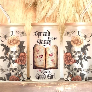 Dark Romance Readers Glass Can Wrap PNG | 16oz Libbey Glass Sublimation | Smut Digital Download | Spicy Book Lover Gift | Sipper Glass PNG