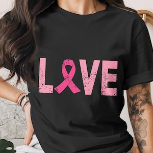 Love SVG PNG | Breast Cancer Awareness Png | Pink Ribbon Sublimation Design | Cancer Support Shirt | Digital Download |