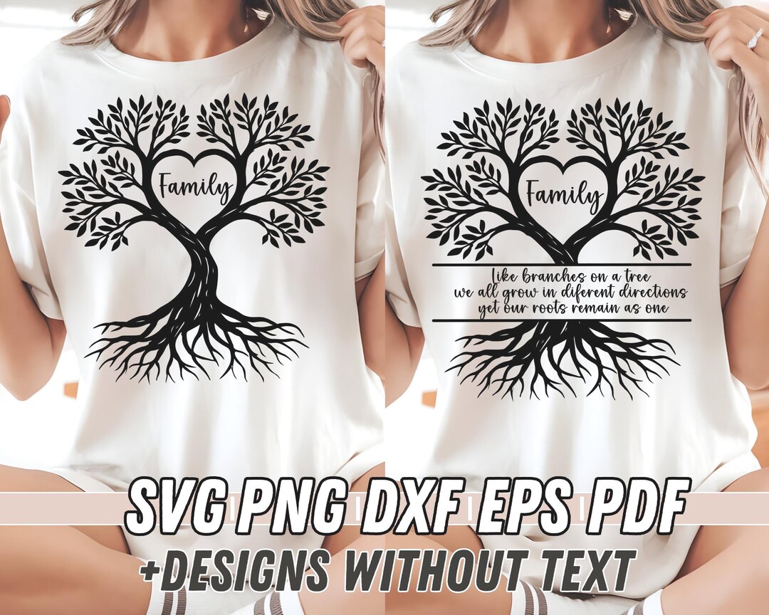 Family Tree SVG PNG Bundle | Heart Branch Tree Clipart | Editable ...