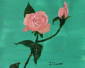 A Rose, Evelien, an original Acrylic painting by John Cowan.