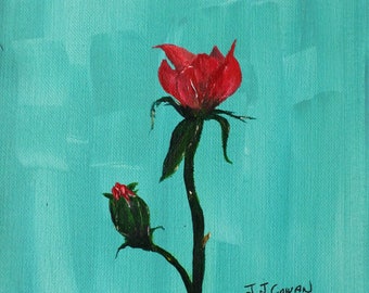 A Rose, Garnette, an original Acrylic painting by John Cowan.