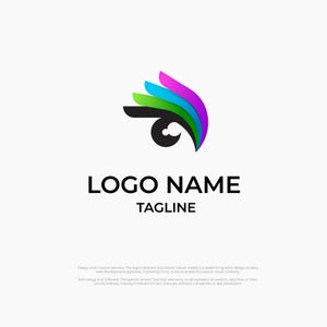 Logotipo de ala abstracta colorida: ícono de marca prediseñado moderno. Diseño de logotipo de descarga instantánea para empresas, tecnología y agencias creativas.