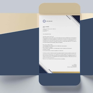 Membrete comercial moderno y editable, membrete para pequeñas empresas, plantilla de membrete profesional, documento imprimible, diseño de papelería