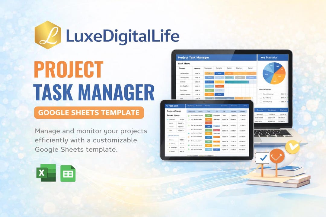 Project Task Tracker Spreadsheet Template Google Sheets Digital Todo ...