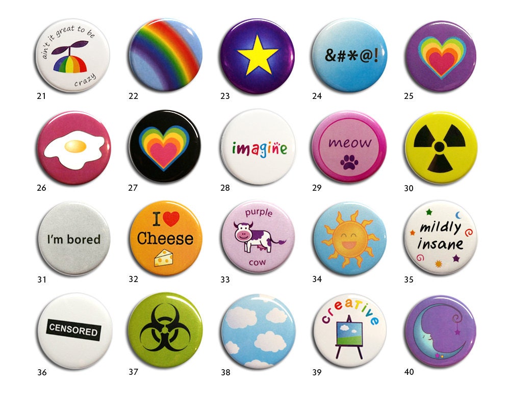 1.25 mini button 100 designs round pin badges 160 Etsy