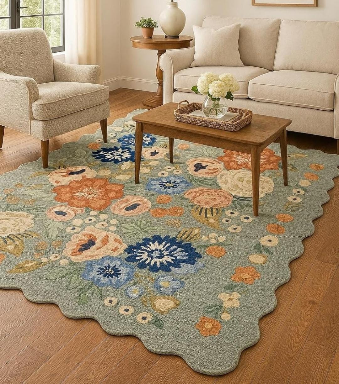 Small Rugs Nz Hand Tufted New Zealand Wool Rug: Floral Vine, Neutral Area Rug - Etsy