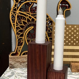 Rustic Wood Candle Holder for Tapers, Set of 2 | Candle Stand | Farmhouse Centerpiece | Candle Centerpiece