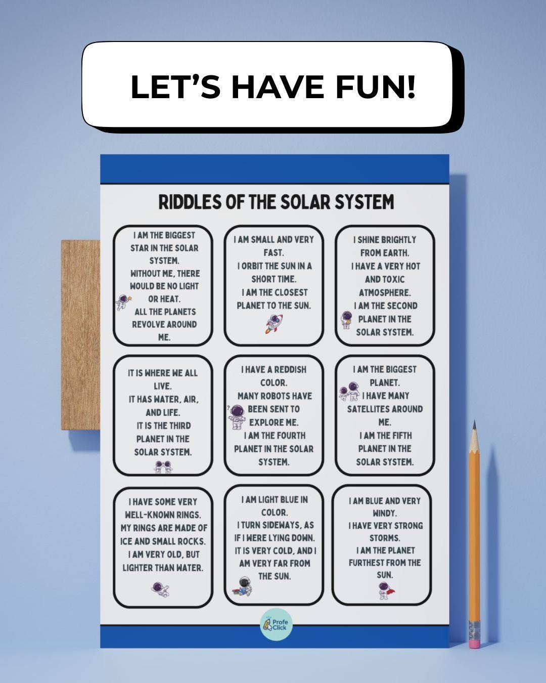 Solar Riddle Solar System Riddles β Printable Educational Game for Elementary School ...