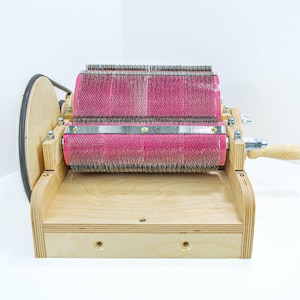 Hand Drum Carder Wooden Carding Machine Wool Processing 96 tpi Fiber Combing