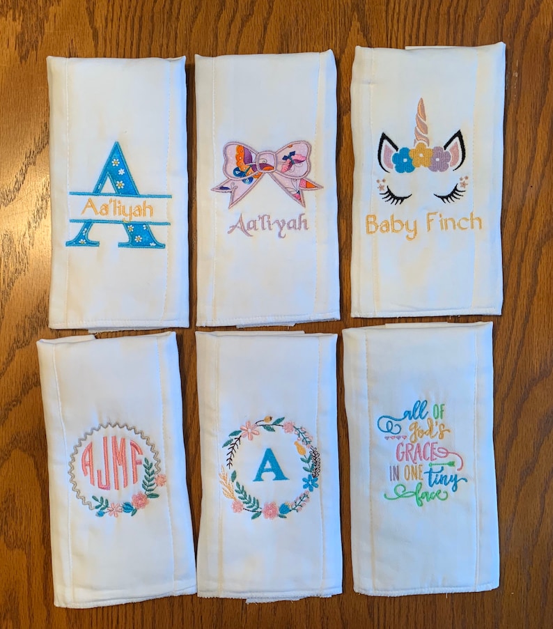 Personalized Custom Embroidered Burp Cloths Custom Burp Etsy