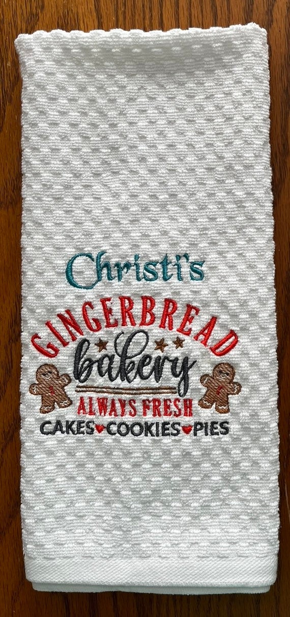 Embroidered Kitchen Towels, Christmas Theme, Waffle Weave Terry Cloth, Very  Large Towel 
