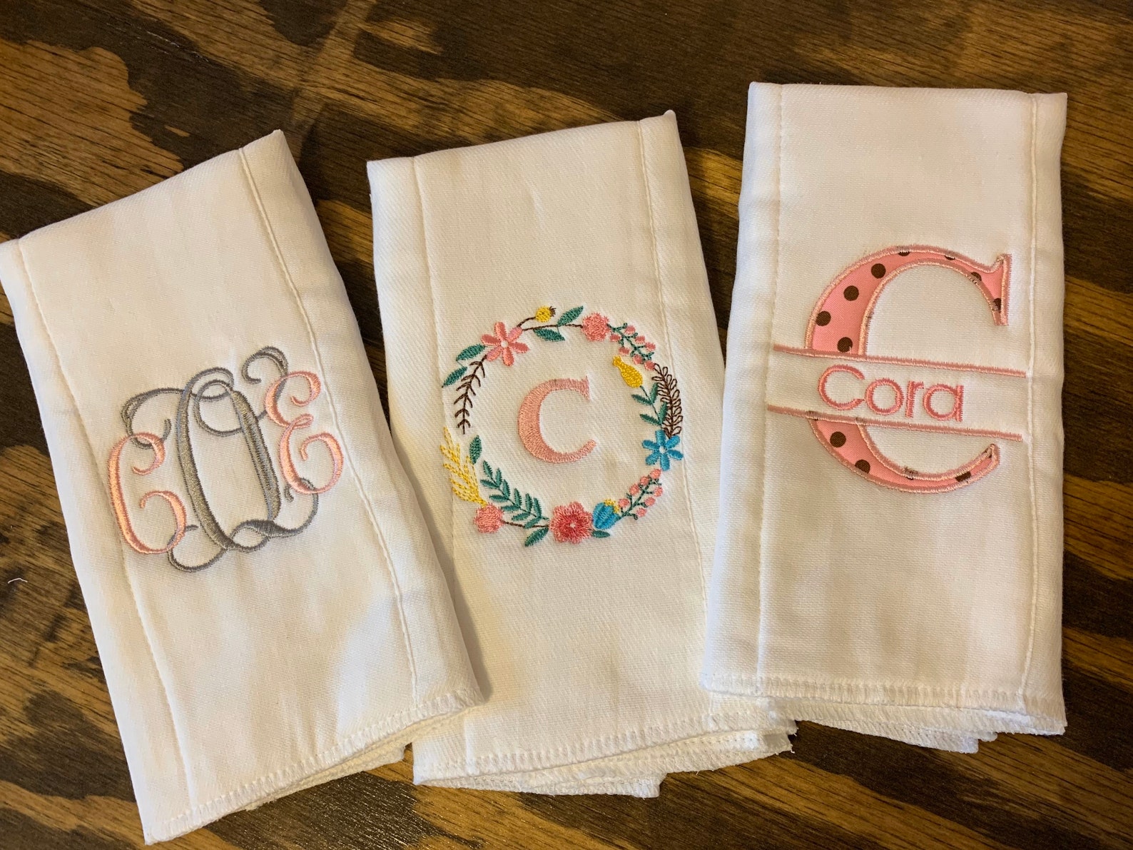Personalized Custom Embroidered Burp Cloths Custom Burp Etsy