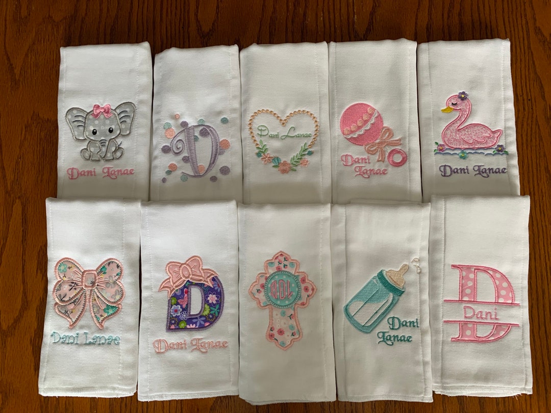 Personalized Custom Embroidered Burp Cloths, Custom Burp Cloths