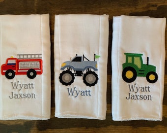 Personalized Custom Embroidered Baby Burp Cloths and Bibs