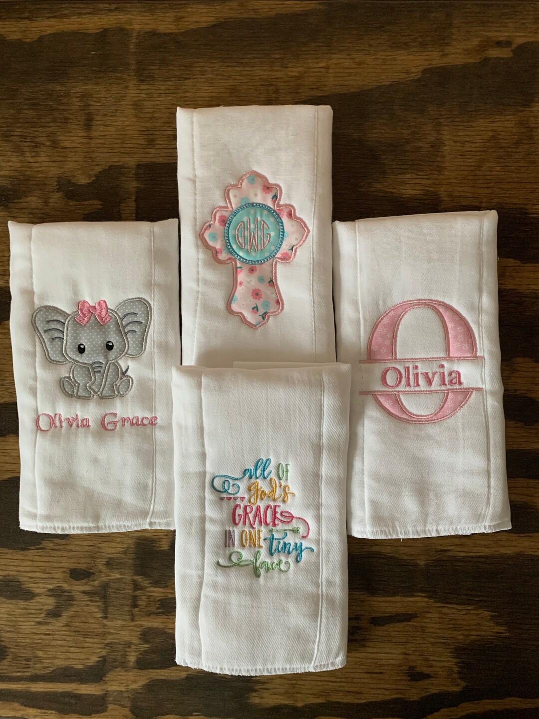 Personalized Custom Embroidered Burp Cloths, Custom Burp Cloths
