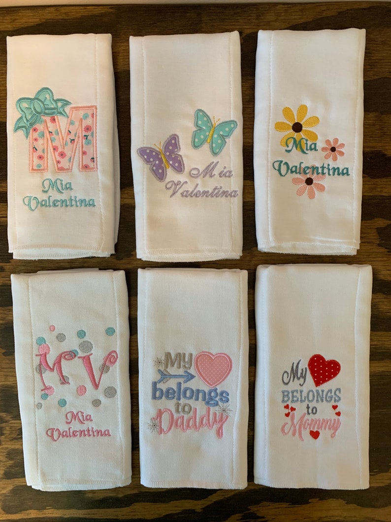 Personalized Custom Embroidered Burp Cloths Gender Neutral Etsy