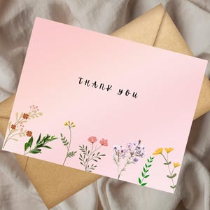 Floral Thank You Card - Printable Thank You Card | Flower Thank You Card | Floral Thank You Card | Digital Download