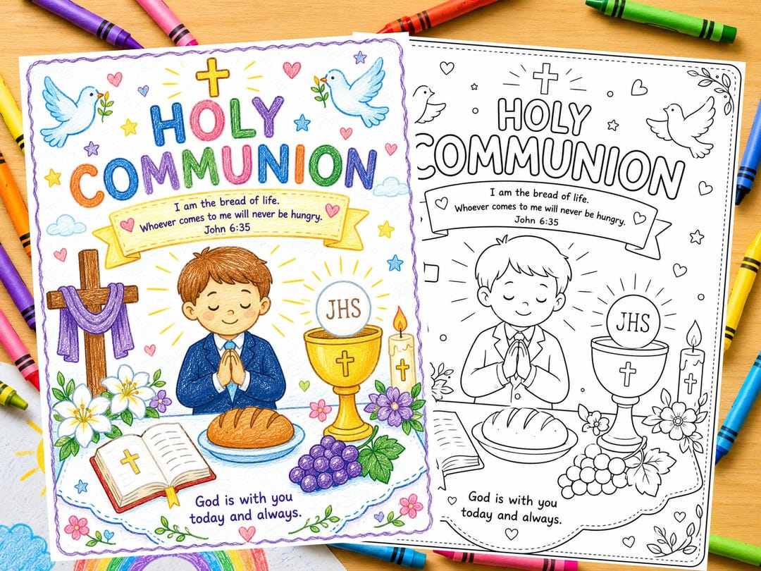 Holy Communion Coloring Page for Kids | First Communion Printable ...