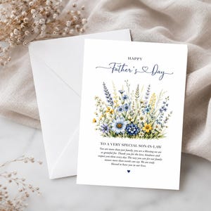 Tarjeta imprimible de Feliz Día del Padre para el yerno, Tarjeta del Día del Padre para el yerno, Regalo para el yerno de la suegra, Regalo familiar considerado