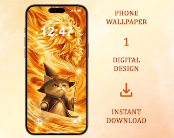 Fondo de pantalla de Lion House Wizard para teléfono: Fondo de gato (Descarga digital, iPhone, Android)