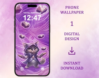 Fondo de pantalla de gato de Archimage (descarga digital, iPhone, Android)