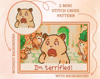 Patrón de punto de cruz de hámster asustado: divertido bordado infantil (patrón PDF)