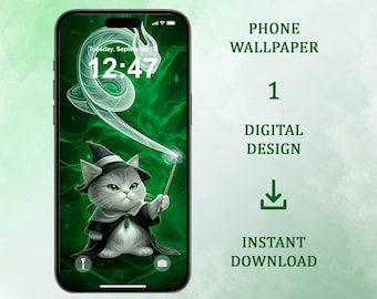 Fondo de pantalla de Snake House Wizard para teléfono: Fondo de gato (Descarga digital, iPhone, Android)