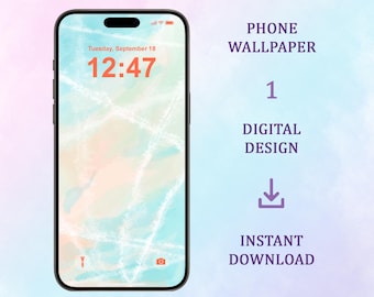 Fondo de pantalla para teléfono con estelas de avión: Cielo pastel (descarga instantánea, iPhone, Android)