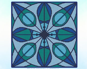 Patrón de punto de cruz de aguacate azul: Decoración floral moderna para el hogar (Descarga instantánea, dificultad fácil)