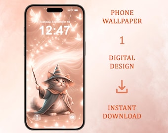 Fondo de pantalla de gatito mago: Fondo de gato (Descarga digital, iPhone, Android)