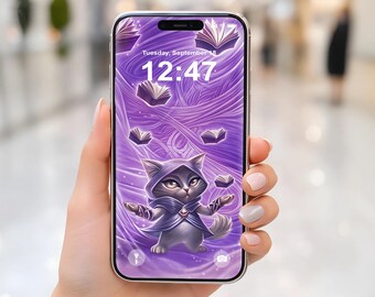 Cat Phone Wallpaper | Archimage Cat  - Digital Download Background for IPhone and Smartphone