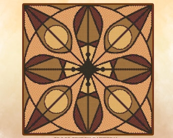 Patrón de punto de cruz de aguacate marrón: Decoración floral moderna para el hogar (Descarga instantánea, dificultad fácil)