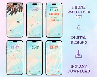 In the Sky Collection: 6 Pastel Sky Phone Wallpapers (Digital Download, iPhone, Android)