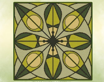 Patrón de punto de cruz de aguacate verde: Decoración floral moderna para el hogar (Descarga instantánea, dificultad fácil)