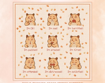 Patrón de punto de cruz "Emociones de hámster": Decoración divertida para habitación infantil (Patrón PDF)