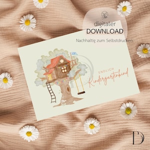 Card for kindergarten start | Kindergarten | Daycare | Daycare start | Finally kindergarten child | Child | Digital download | PDF | DIN A6 | Card