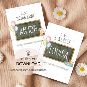 Schoolinschrijving | Felicitatiekaart "Schoolkind" | Gefeliciteerd | digitale download | download print | DIN A6 kaart | school | terug naar school