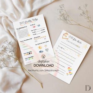Carte de vœux « Arc-en-ciel » pour baby shower | DIN A6 | Jeu de société | Devinettes | Baby shower | Carte de vœux | Vœux | Téléchargement numérique