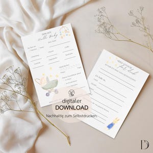 Biglietto di indovinello "Sogni d'oro" e auguri per un baby shower | DIN A6 | Gioco di società | Gioco di indovinelli | Baby shower | biglietto di indovinello | auguri | download digitale