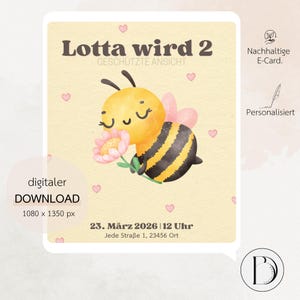 Invito digitale personalizzato "Bumblebee" | Festa di compleanno per bambini | E-card | WhatsApp | Mail | Invia digitalmente | Scarica | Bambini